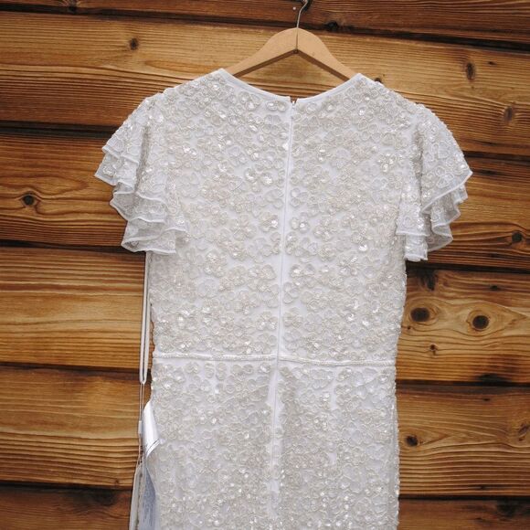 NWT Mac Duggal 10748 White Floral Beaded Gown Dress Size 4 $598 - Picture 11 of 14